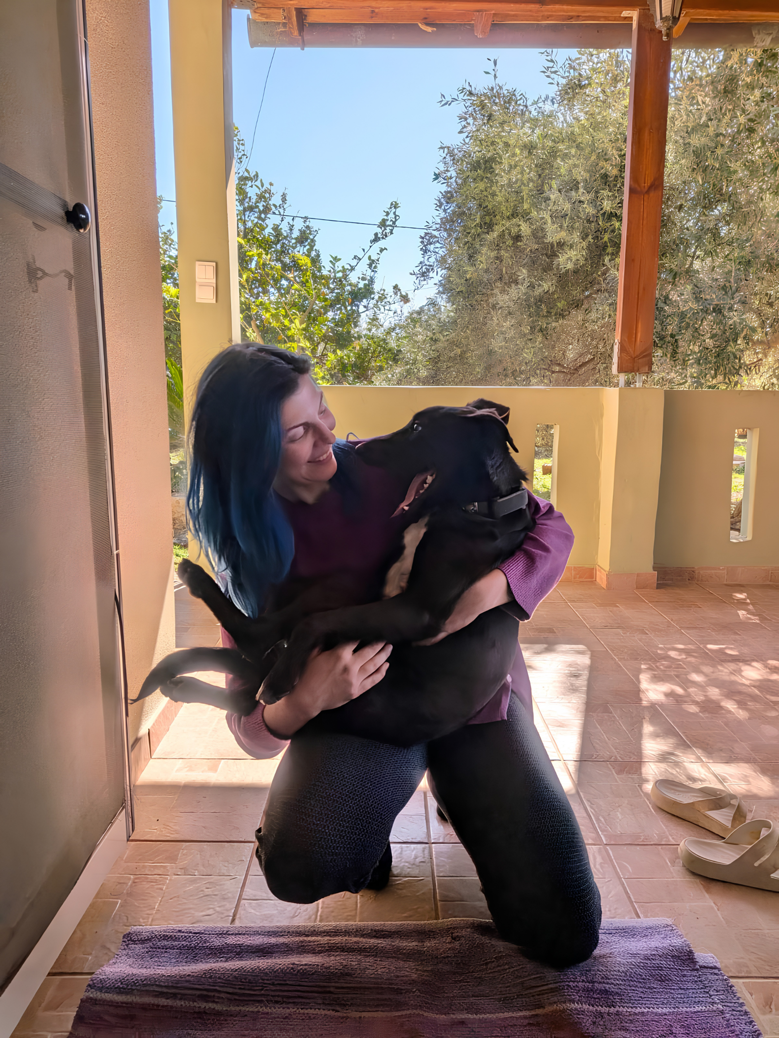 With dog